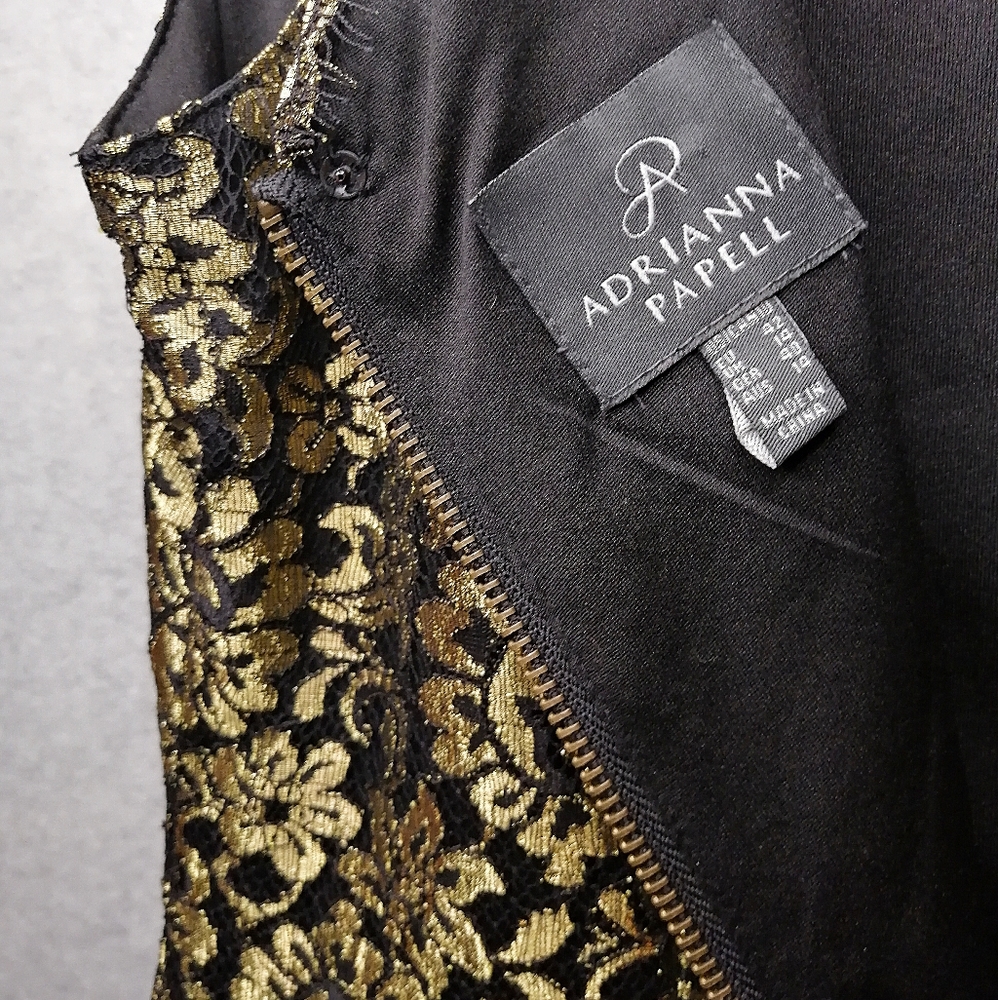 Adrianna Papell Black & Gold Lace Dress - Picture 7 of 9